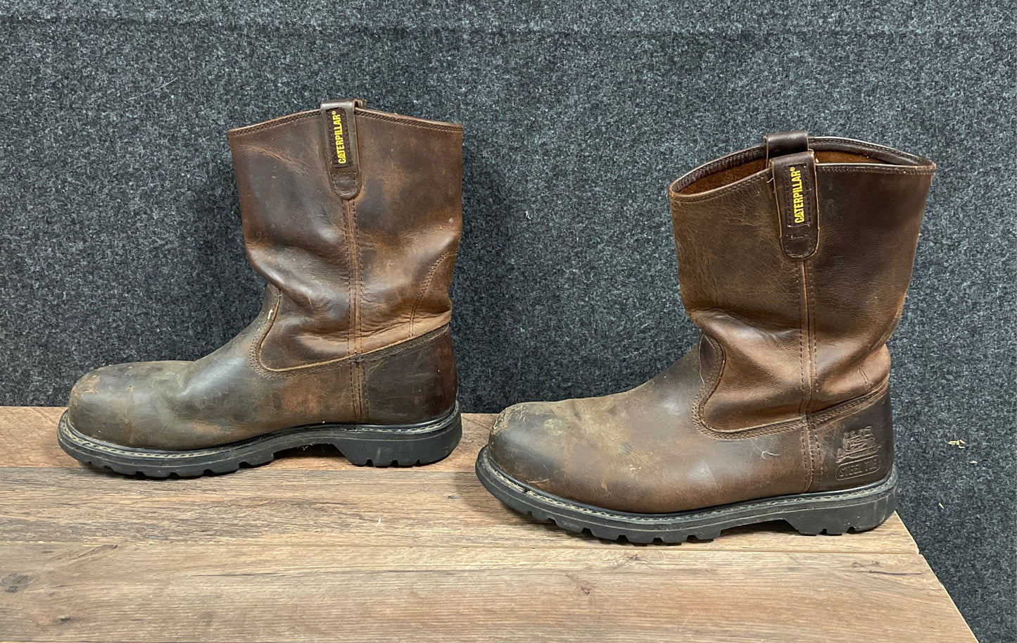 Caterpillar Revolver P89516 Brown Leather Steel Toe Pull-On Work Boots Size 11.5