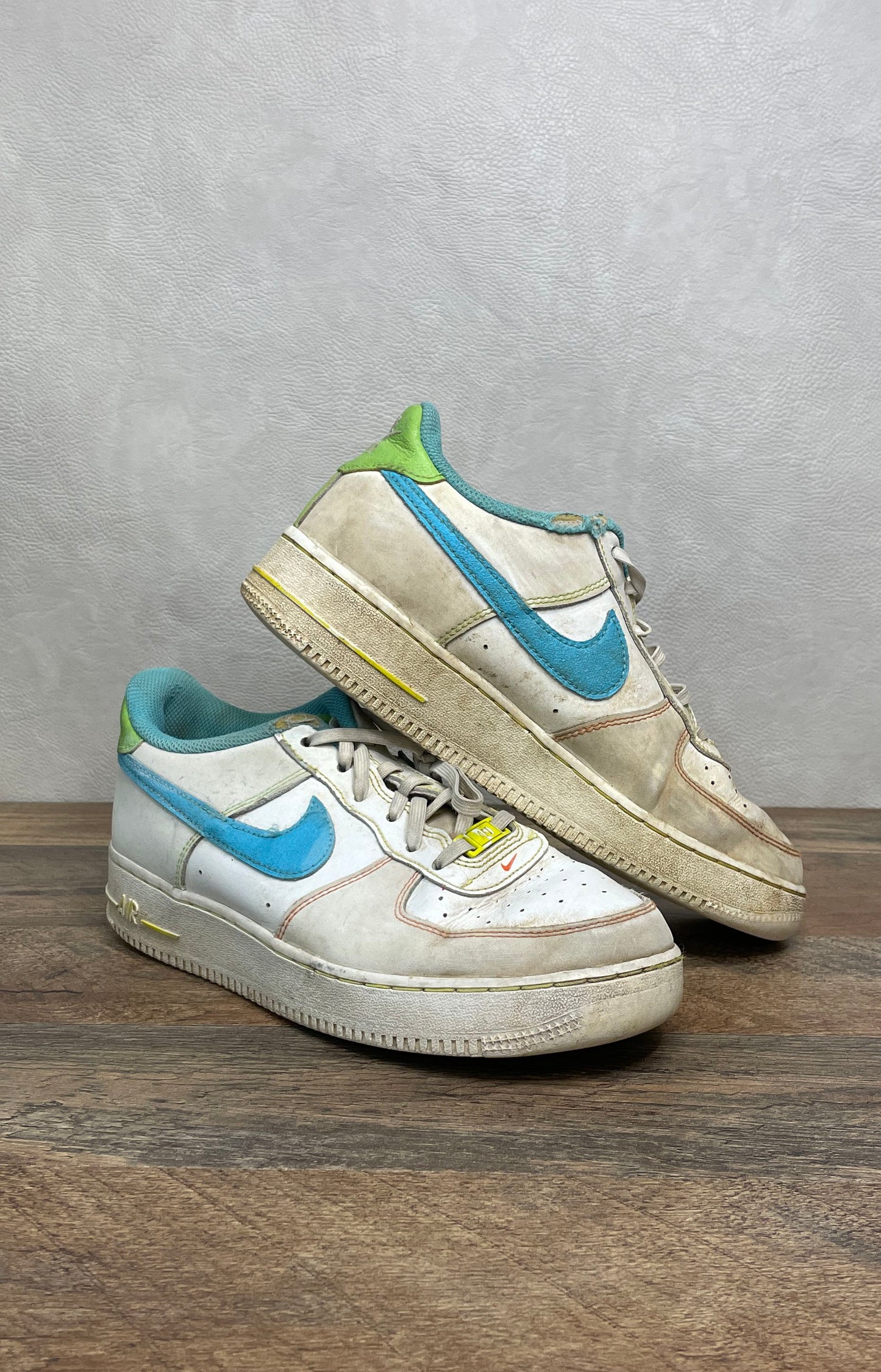 Nike Air Force 1 Low GS White Baltic Blue Stadium Green Sneakers Size 7Y
