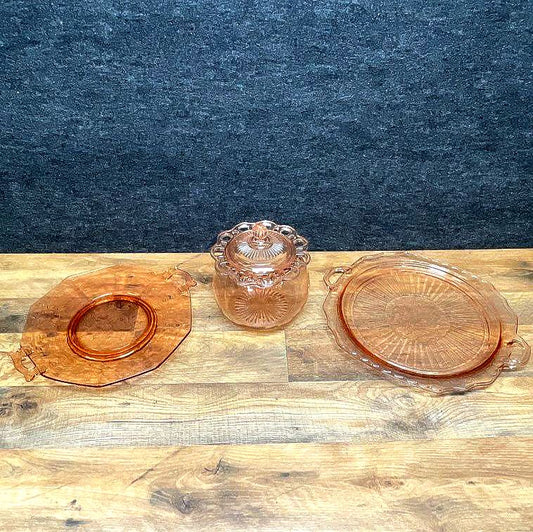 Lot of 3 Vintage Pink Depression Anchor Hocking Mayfair Glass