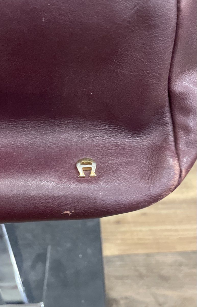 Vintage Etienne Aigner Burgundy Leather Baguette Shoulder Bag Gold Hardware