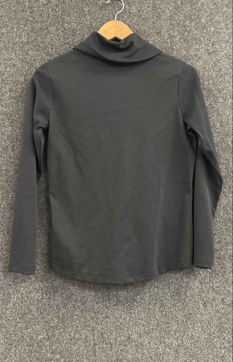 L.L.Bean Women's Black Shawl Collar Long Sleeve Cotton Shirt XS Petite NWT