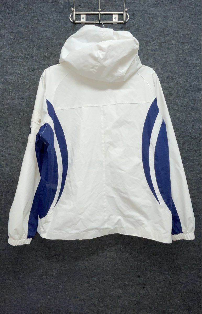 ZeroXposur Women's White Blue Hooded Windbreaker Jacket Full Zip Mesh Lined L