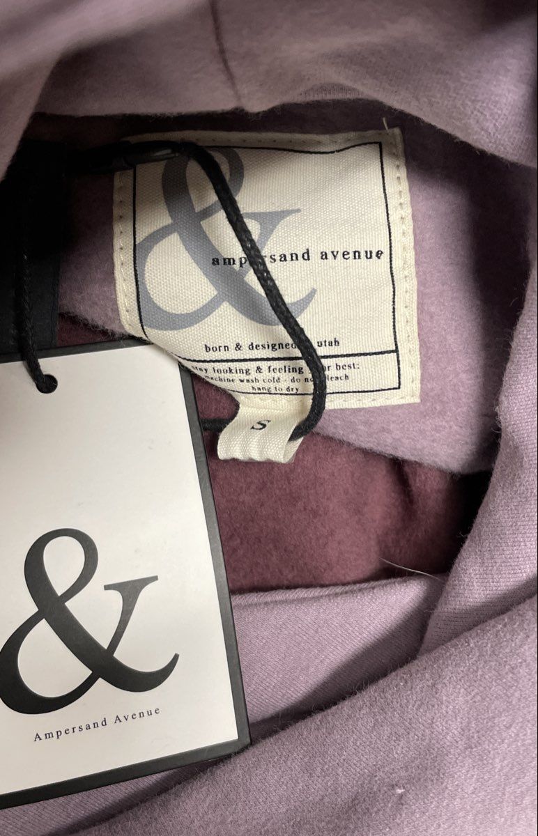 Ampersand Avenue Women's Hoodie Purple Mauve Gray Colorblock Cowl Neck NWT Sz S
