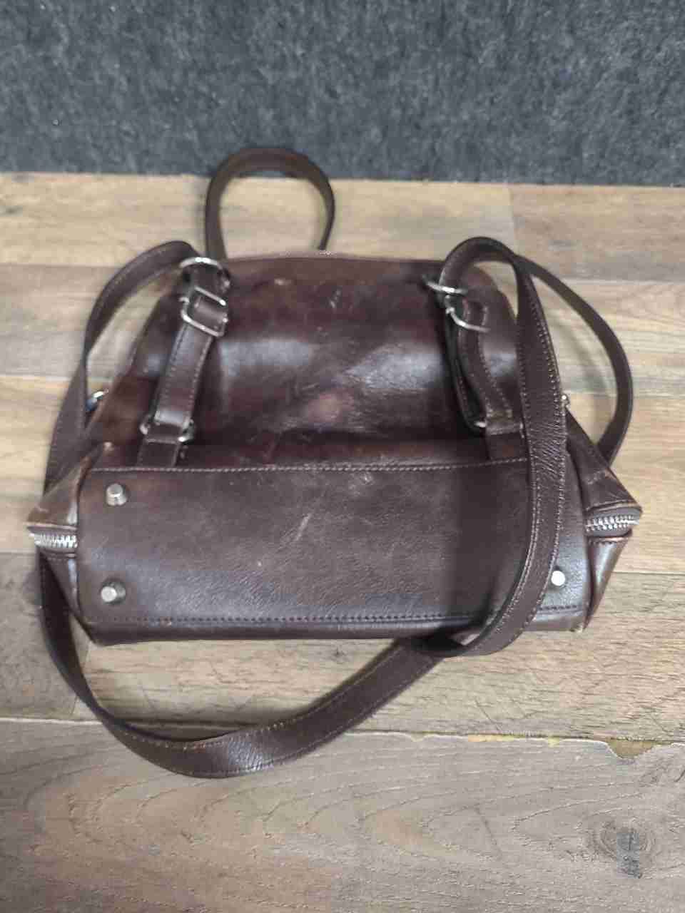 Valentina Brown Italian Leather Convertible Backpack Shoulder Crossbody Bag