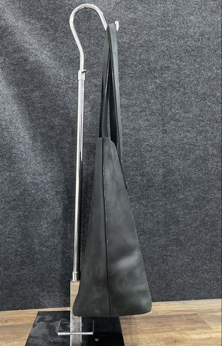 Black Leather Large Tote Bag Brass Hardware Magnetic Flap Handbag
