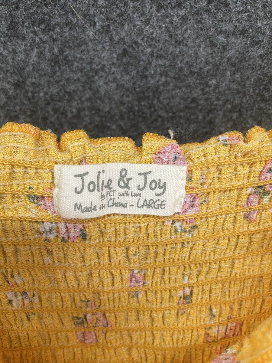 Jolie & Joy Women's Yellow Floral Smocked Tiered Ruffle Summer Dress Sz L