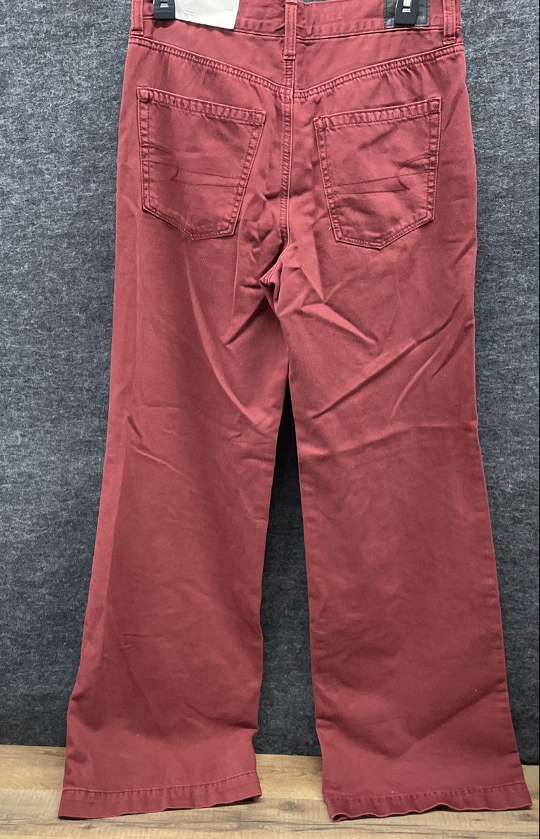 American Eagle Women's Red Wide Leg High Rise Pants NWT Sz 6 Regular