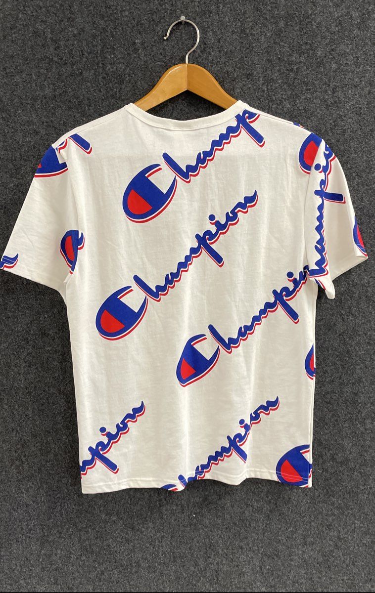 Champion Men's Heritage Allover Logo Print AOP T-shirt White NWT Size M