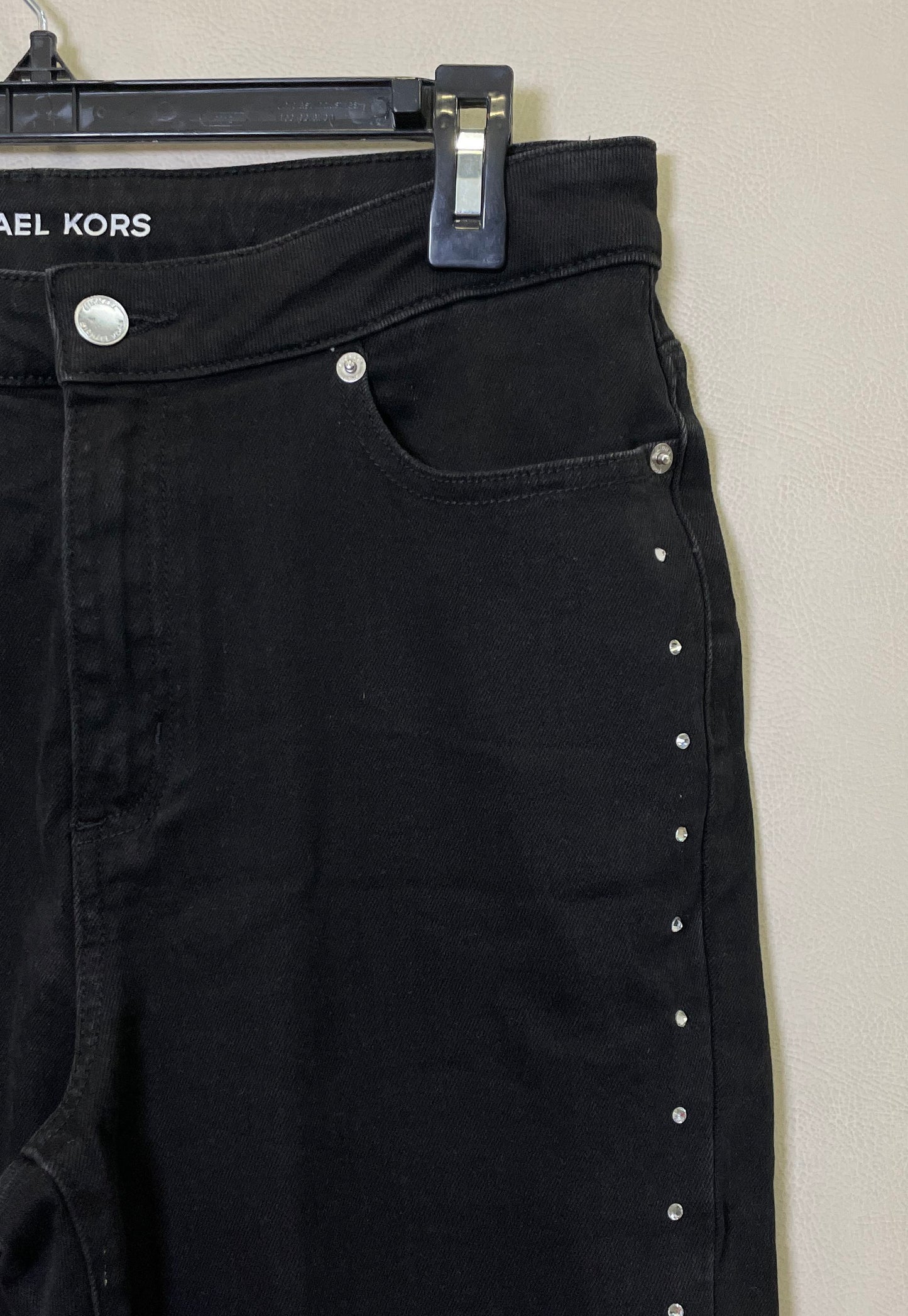 Michael Kors Women's Black Rhinestone Studded Side Seam 5-Pocket Pants Size 10