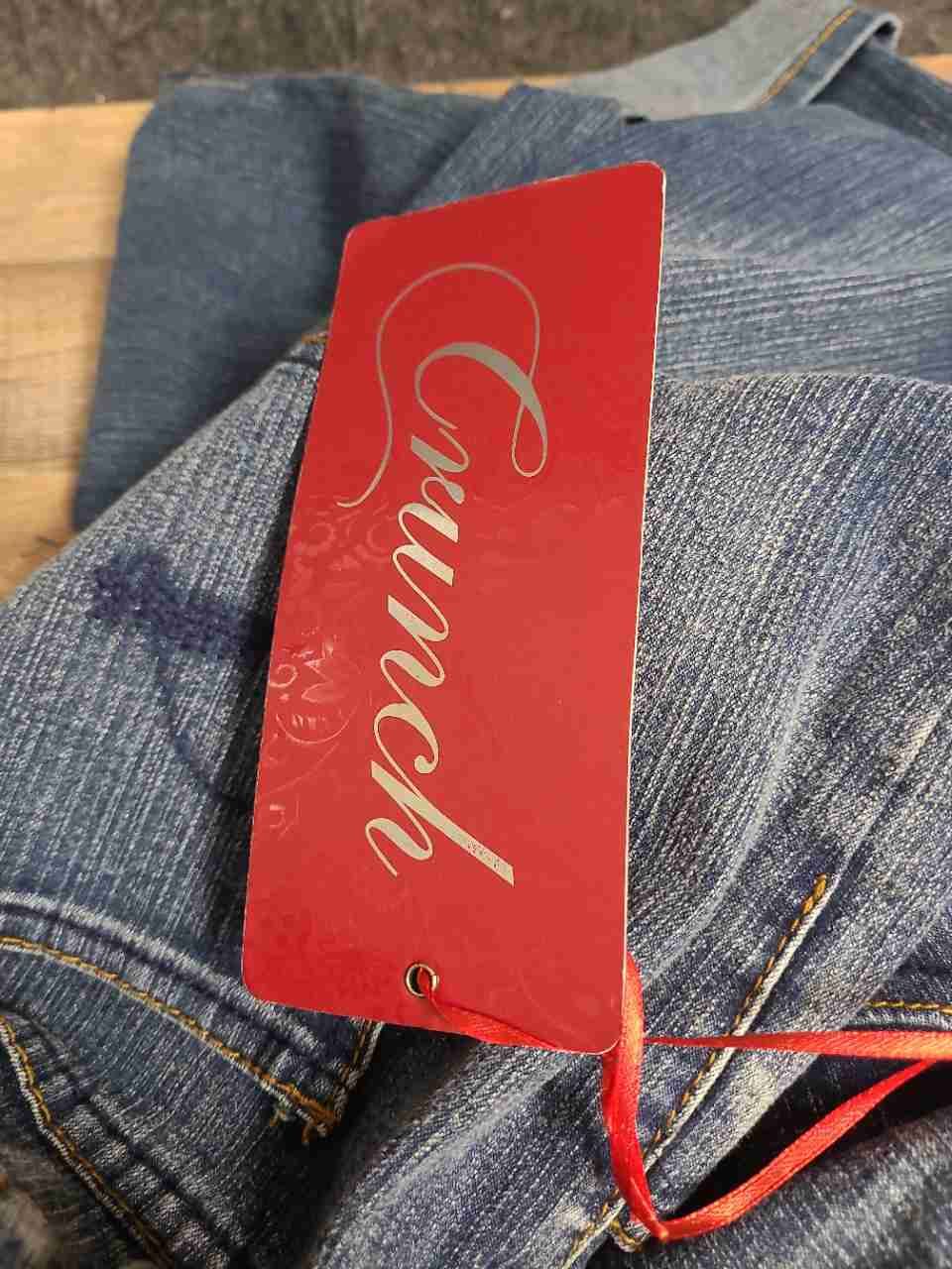 Crunch Women's Vintage Y2K Blue Denim Capri Cropped Jeans Cuffed Sz 16 NWT
