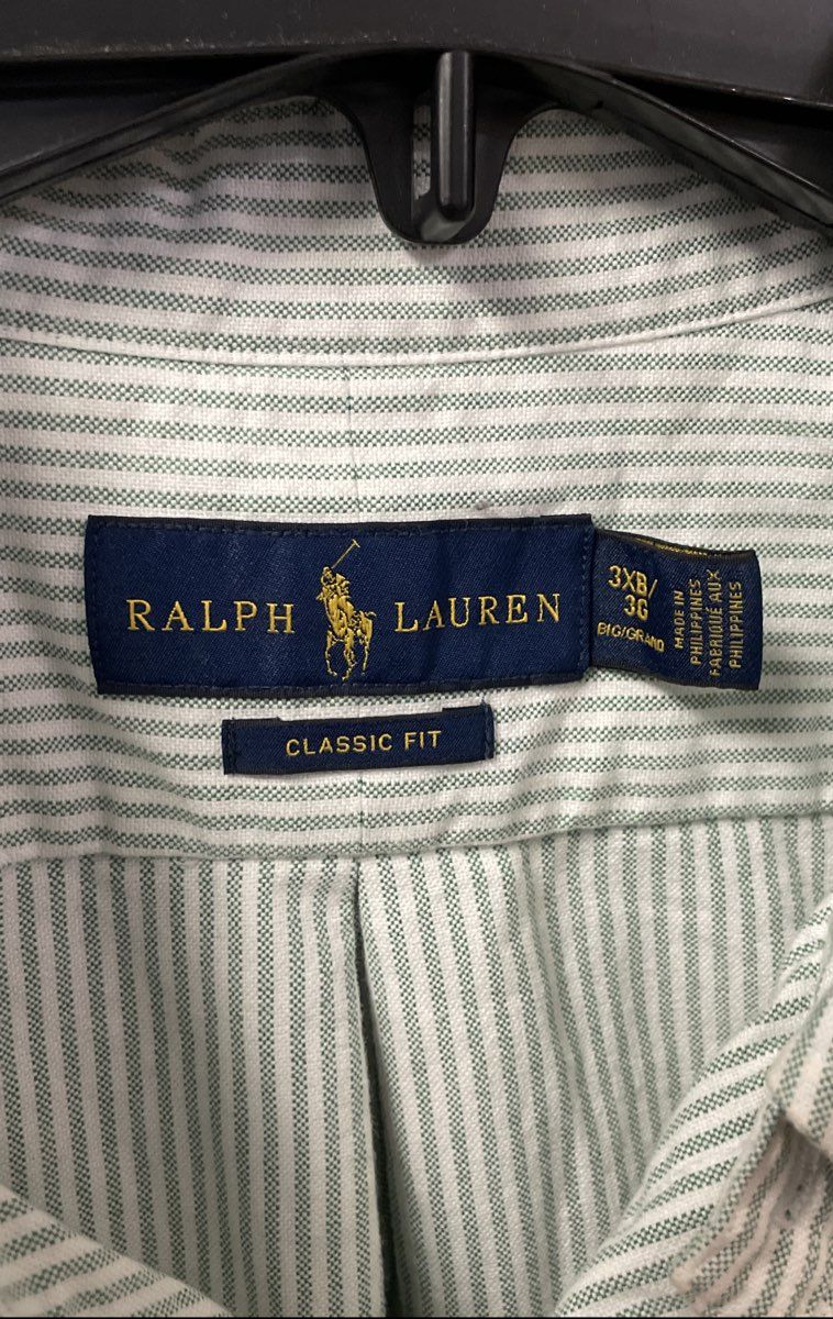Ralph Lauren Men's Green Striped Classic Fit Cotton Button Down Shirt Sz 3XB