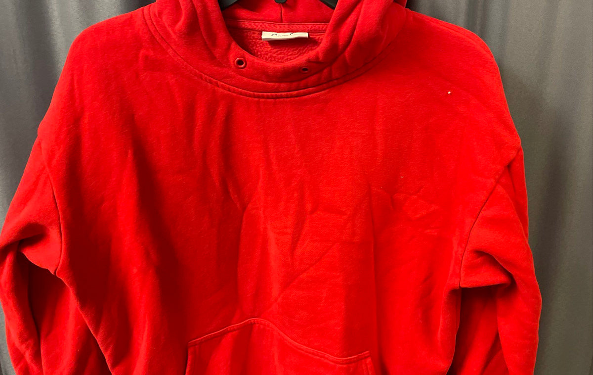 Comfrt Red Pullover Hoodie Heavyweight Utility Sleeve Pockets Sz XS