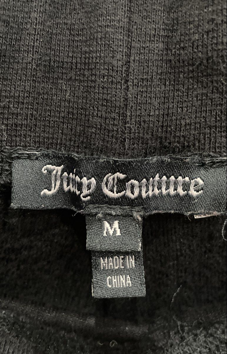 Juicy Couture Women's Tracksuit Set Black Gold Piping Hoodie Joggers Sz M