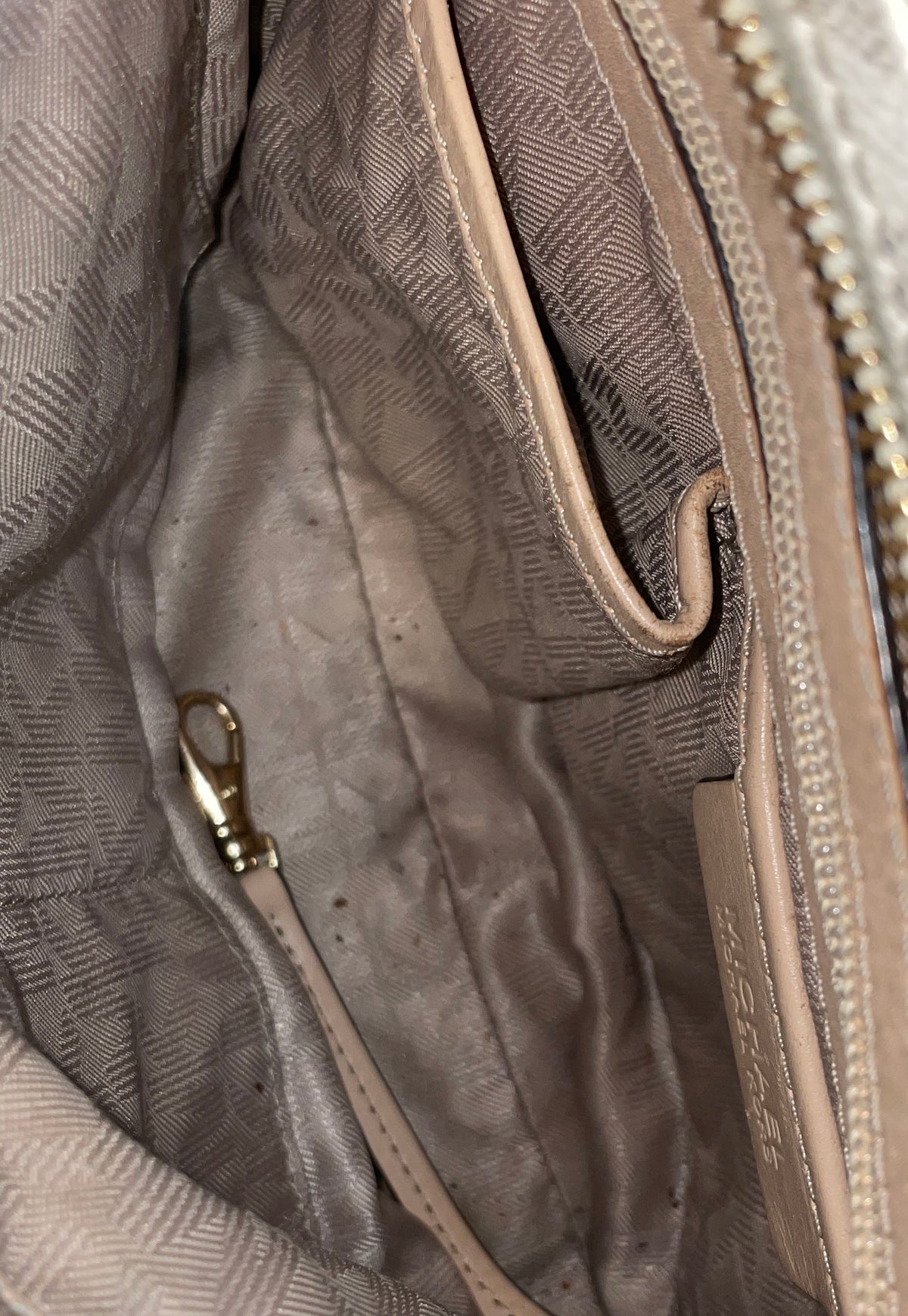 Michael Kors Vanilla Signature Monogram Crossbody Bag Gold Hardware