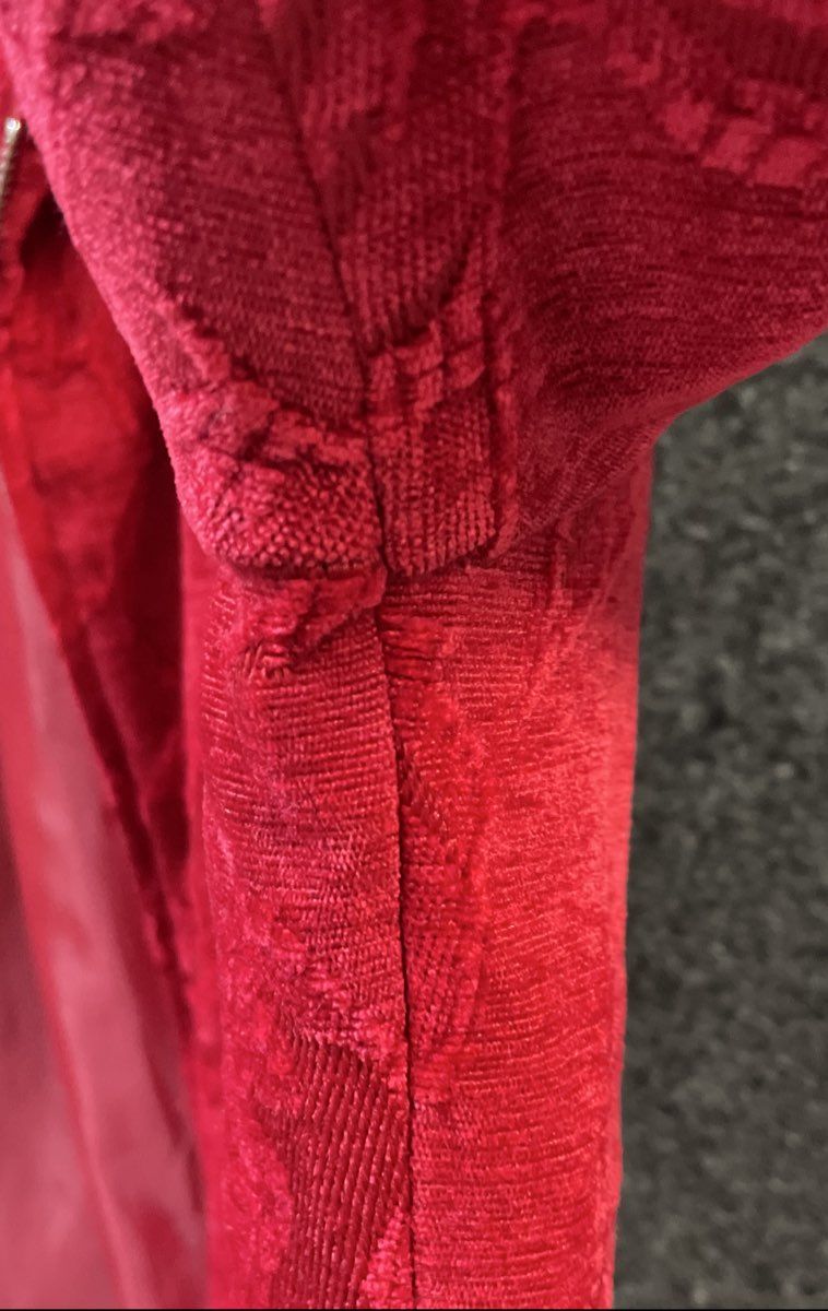Christopher & Banks Women's Red Textured Floral Full Zip Collared Jacket Sz M