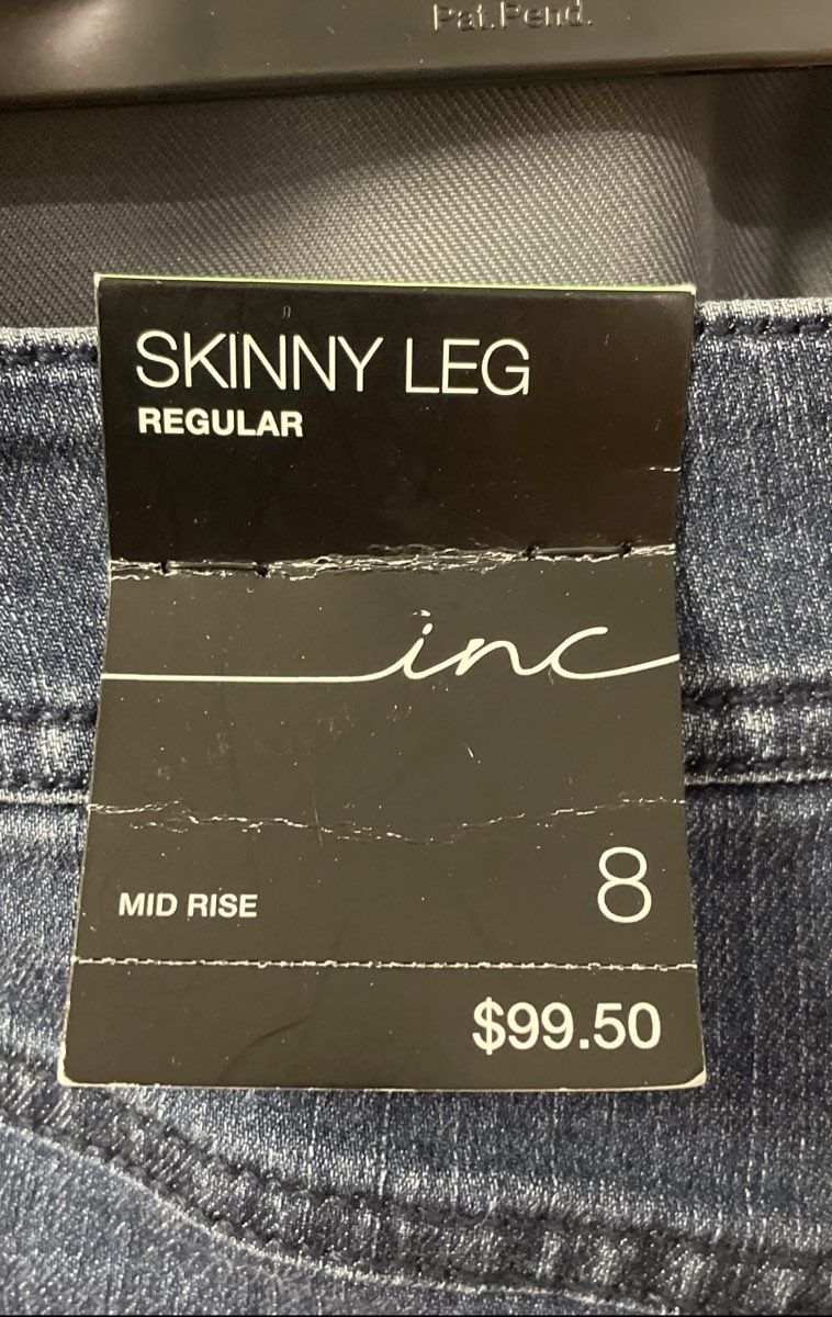 INC Women's Blue Skinny Leg Embellished Side Stripe Mid Rise Jeans Sz 8 NWT