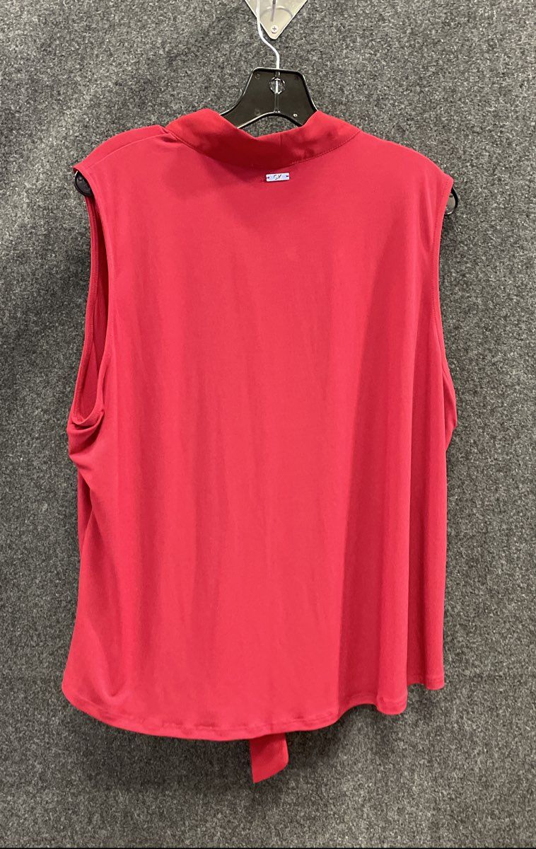 Calvin Klein Women's Red Tie Neck Sleeveless Blouse Plus Sz 1X NWT