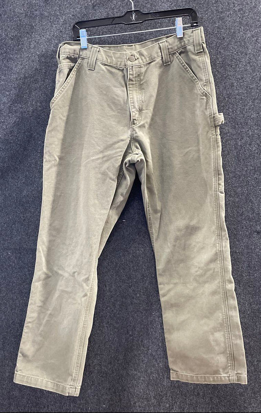 Carhartt Men's Olive Green Canvas Carpenter Pants Hammer Loop Sz M