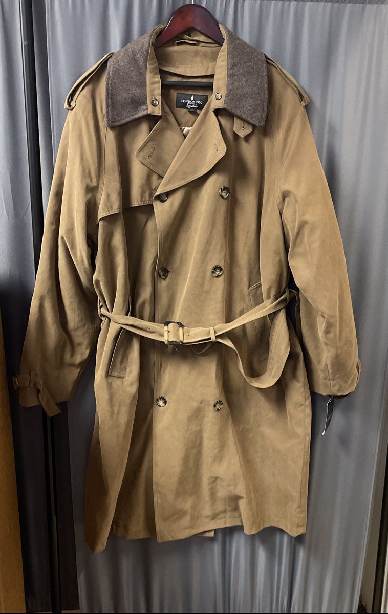 London Fog Men's Durham Trench Coat British Khaki Zip Out Lining Sz 44R NWT