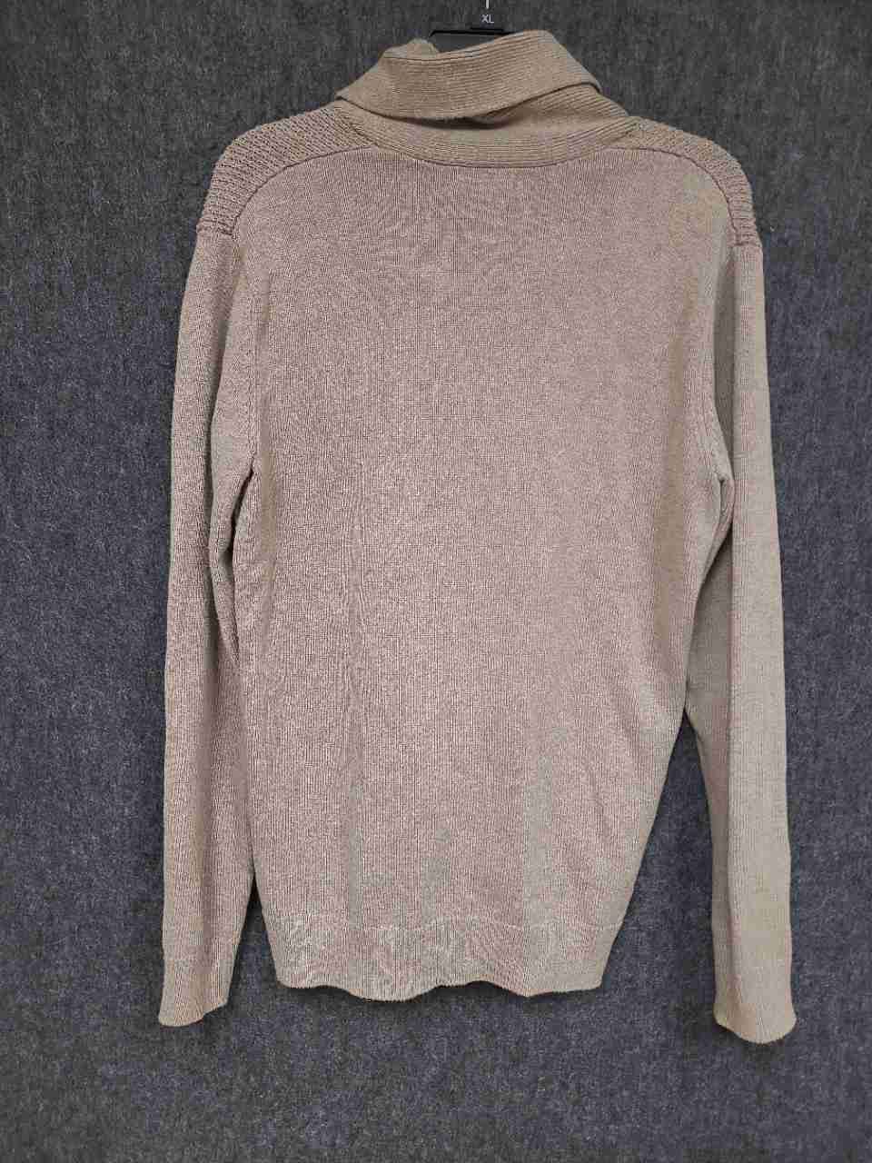 Gap Men's Tan Shawl Collar Cardigan Sweater Cotton Waffle Knit Sz S