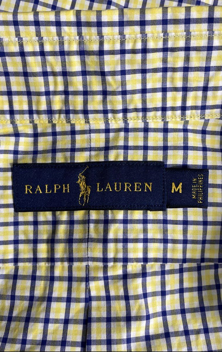 Ralph Lauren Men's Blue Yellow Plaid Long Sleeve Button Down Shirt 100% Cotton M
