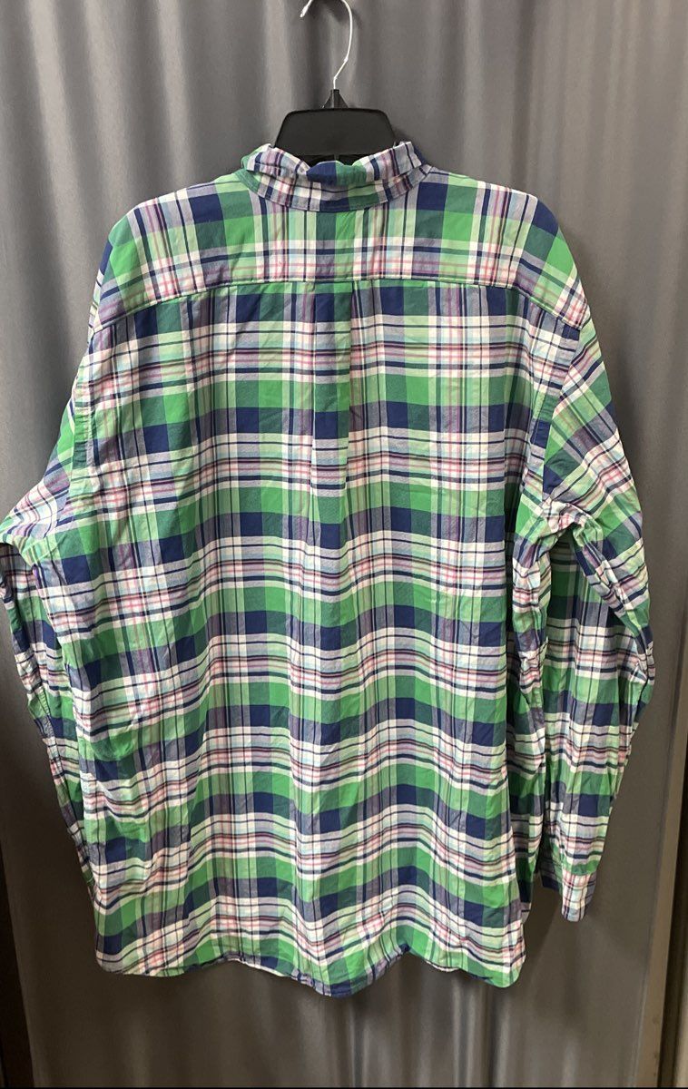Polo Ralph Lauren Men's Plaid Long Sleeve Button Down Shirt Green Blue Sz 2XLT