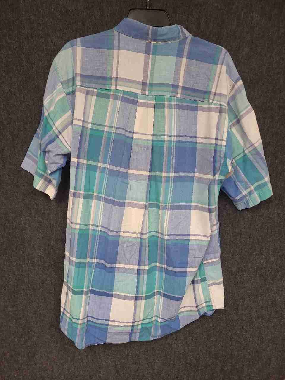 Vintage 90s Eddie Bauer Men's Plaid Short SS Cotton Button Down Shirt XL Tall