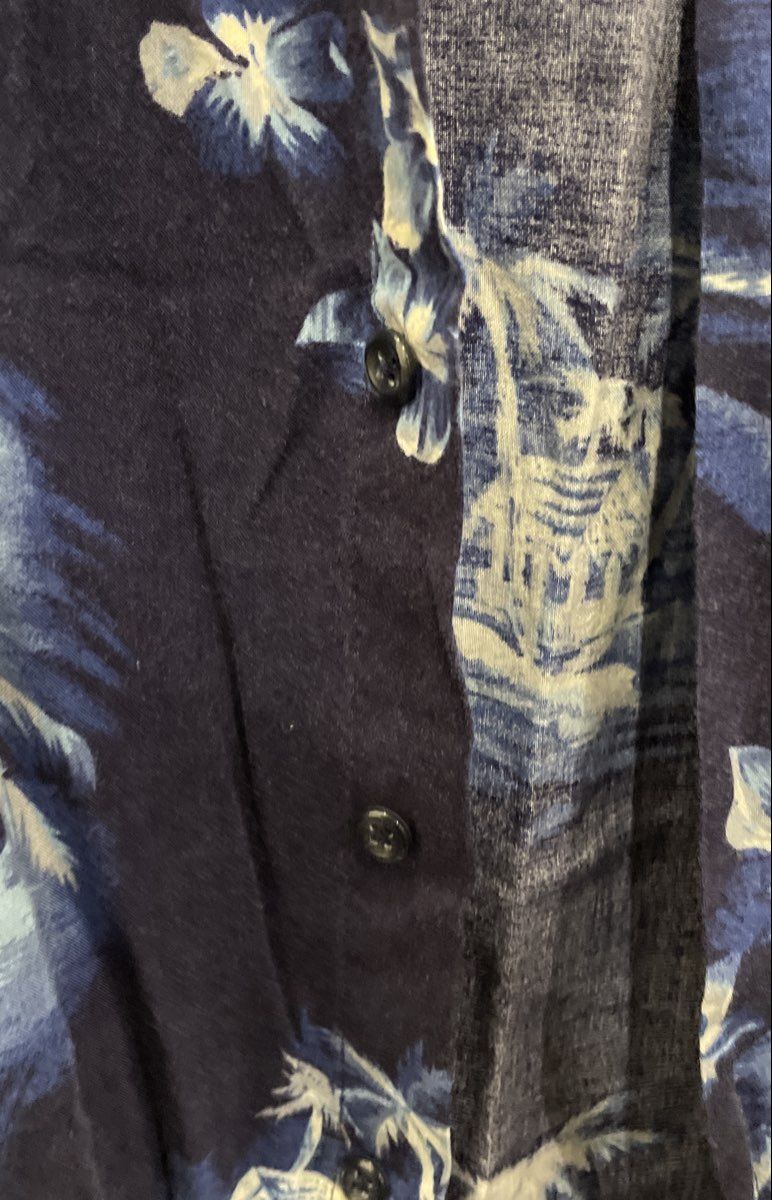Vintage 90s Un Tied Men's Blue Floral Tropical Rayon Button Up Shirt Sz XL