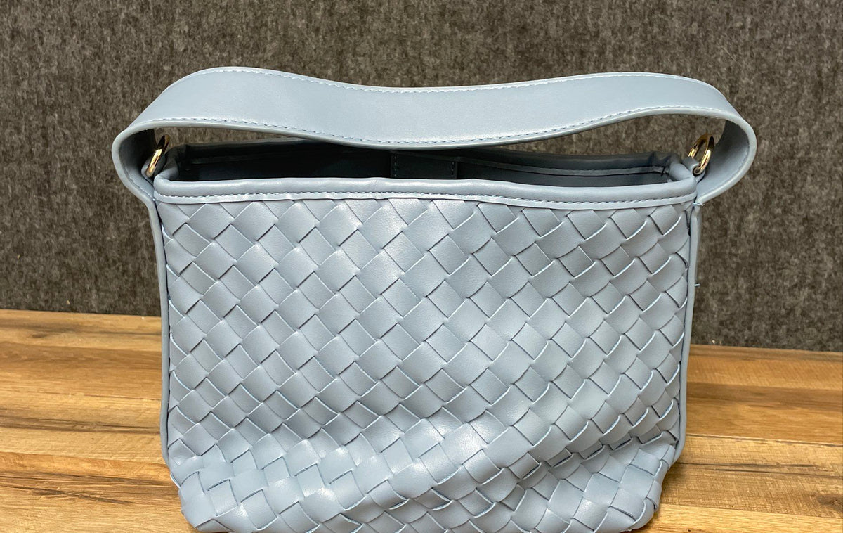 Urban Expressions Blue Woven Vegan Leather Shoulder Bag Crossbody