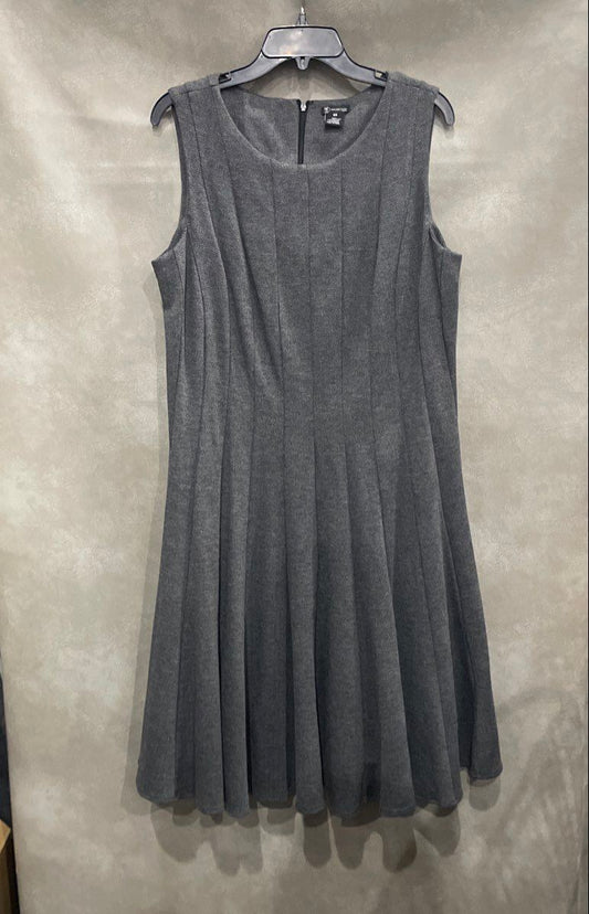 New Directions Women's Grey Herringbone Knit Sleeveless Fit & Flare Dress Sz 16W