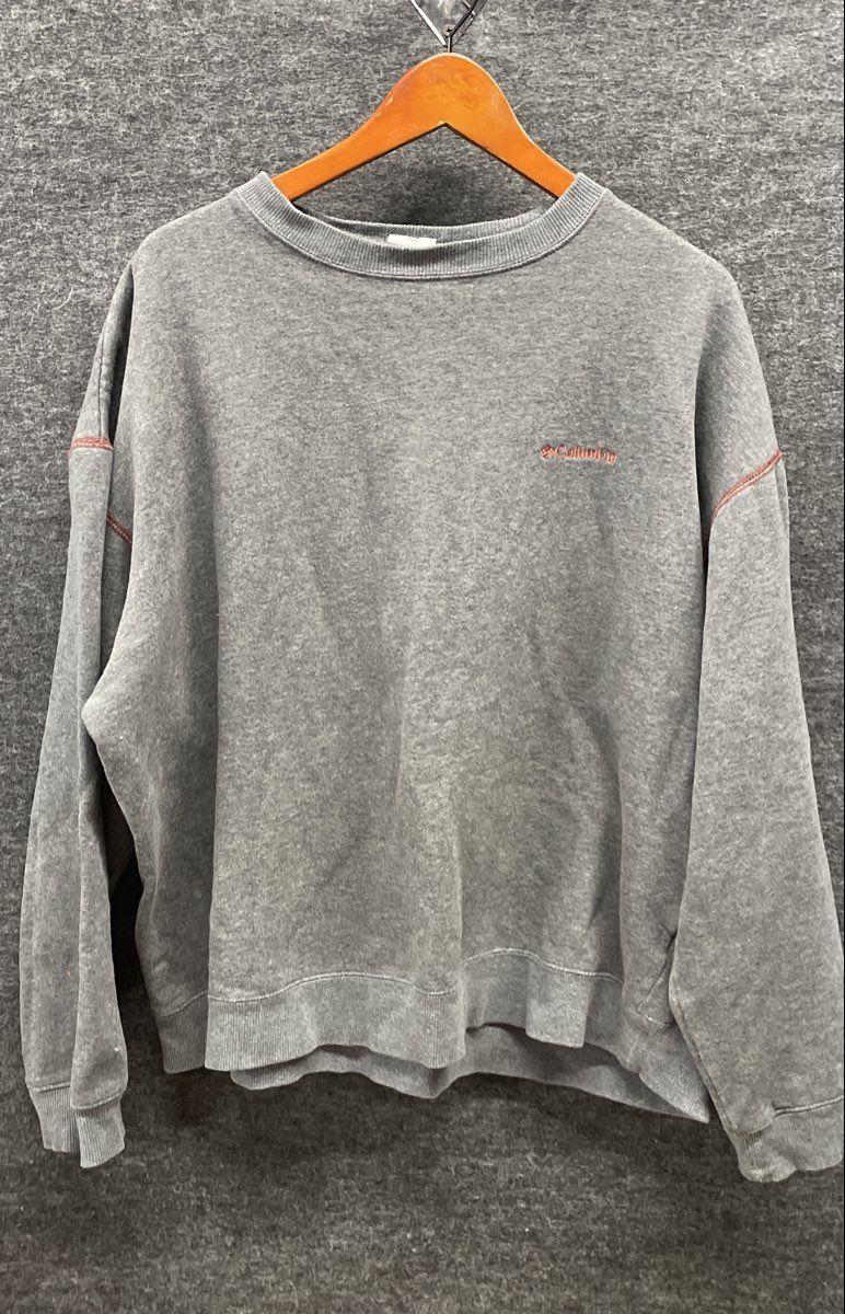 Columbia Men's Grey Crewneck Sweatshirt Contrast Stitch Embroidered Logo Sz XL