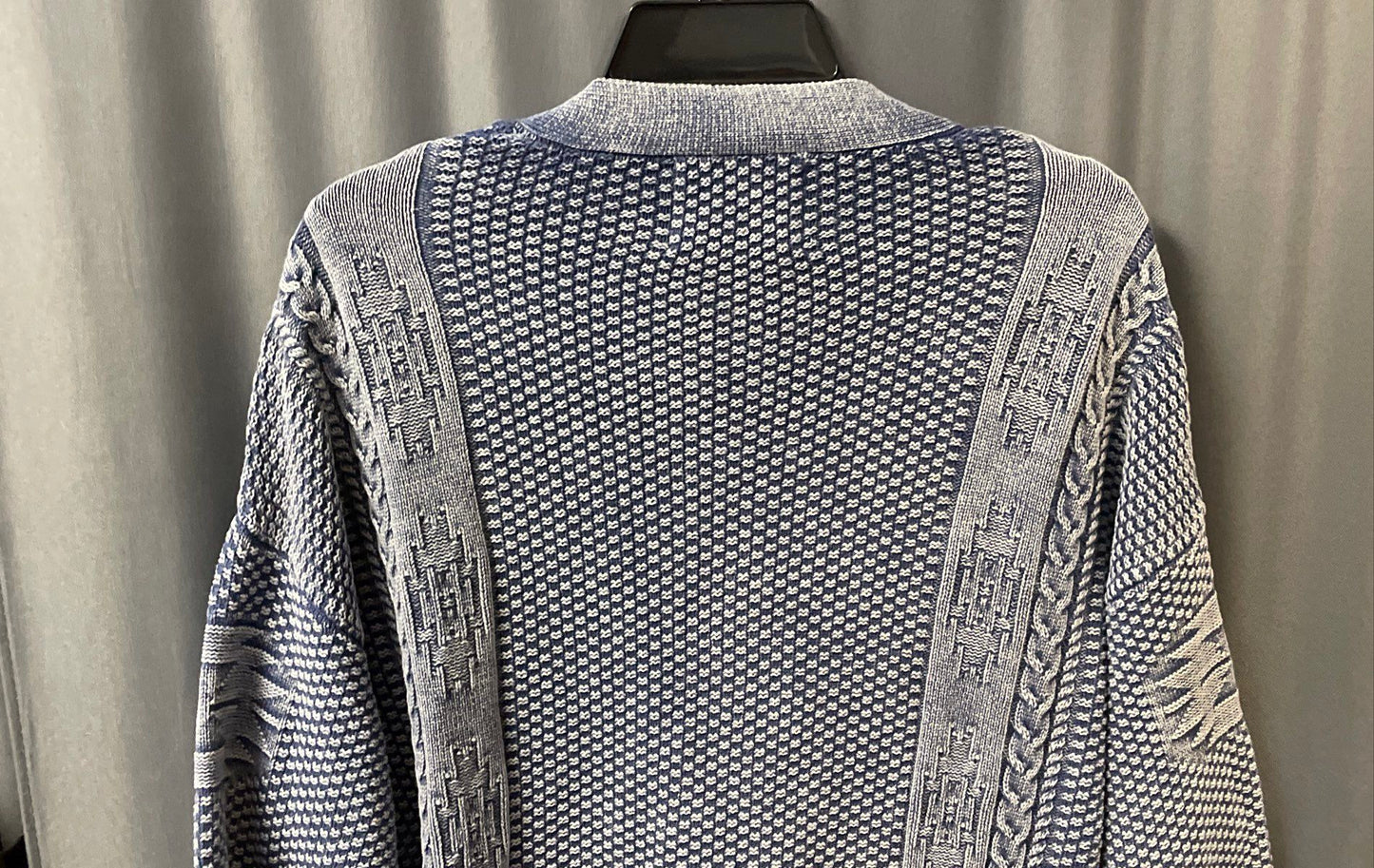 Hawaii Surf Wave Women's Blue Oversized Single Button Textured Cardigan Sweater