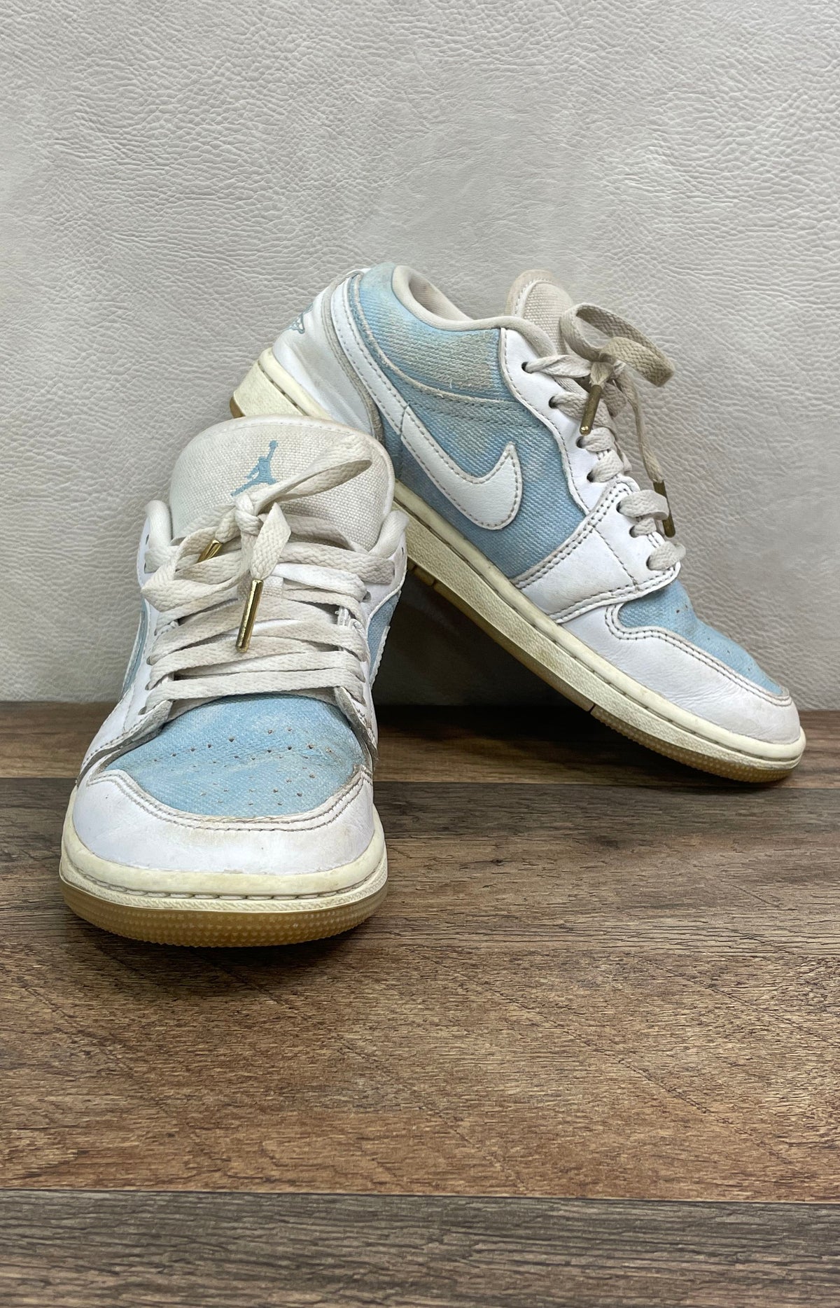 Nike Air Jordan 1 Low Industrial Blue Washed Denim White Size 6