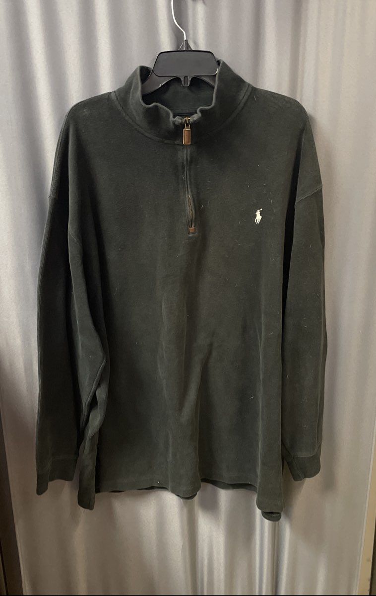 Polo Ralph Lauren Men's Black 1/4 Zip Pullover Mock Neck Pony Logo Sz 2XL Tall