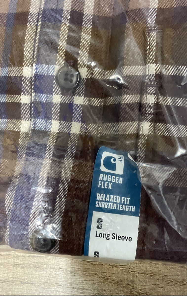 Carhartt Men's Burgundy Brown Plaid Rugged Flex Relaxed Fit Flannel Shirt NWT S