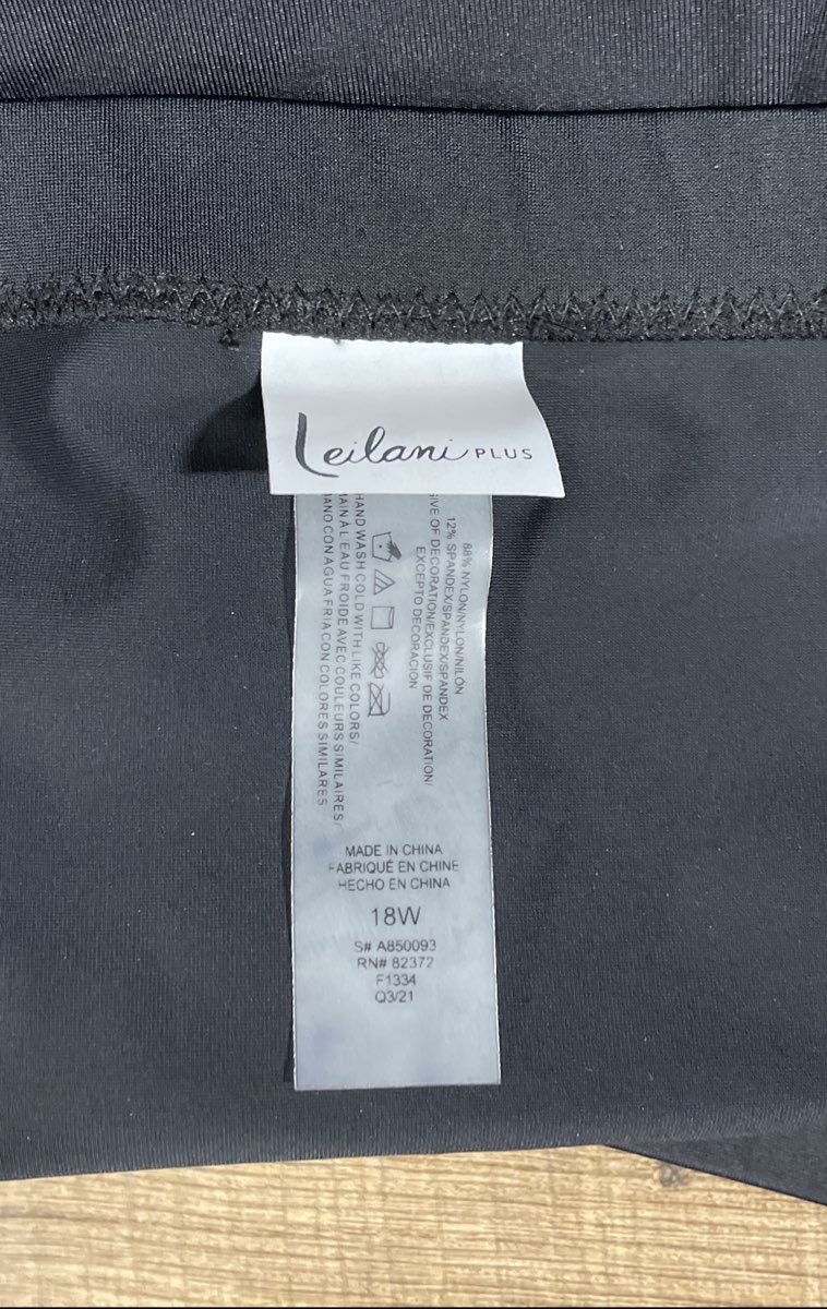 Leilani Plus Women's Black Tummy Control Swim Pant High Waisted NWT Sz 18W