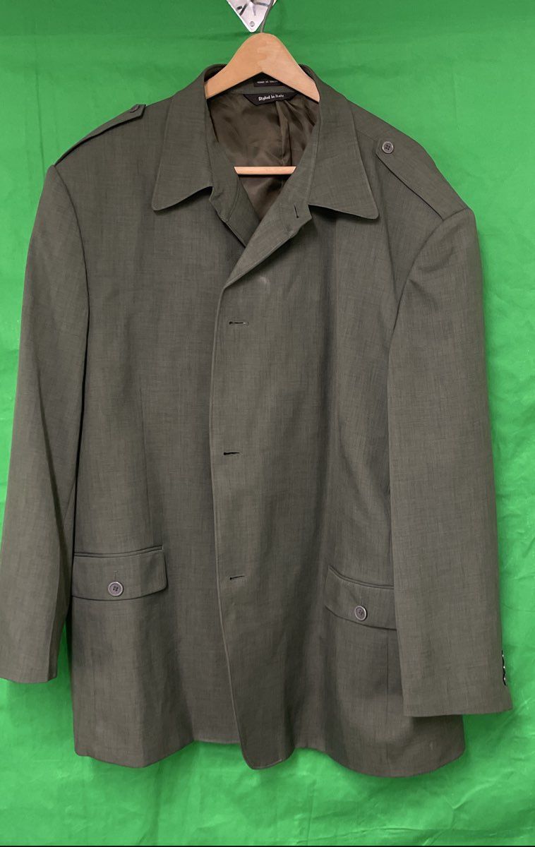 Zacchi Men's Olive Green Military Style Sport Coat Blazer Epaulets Sz 50R