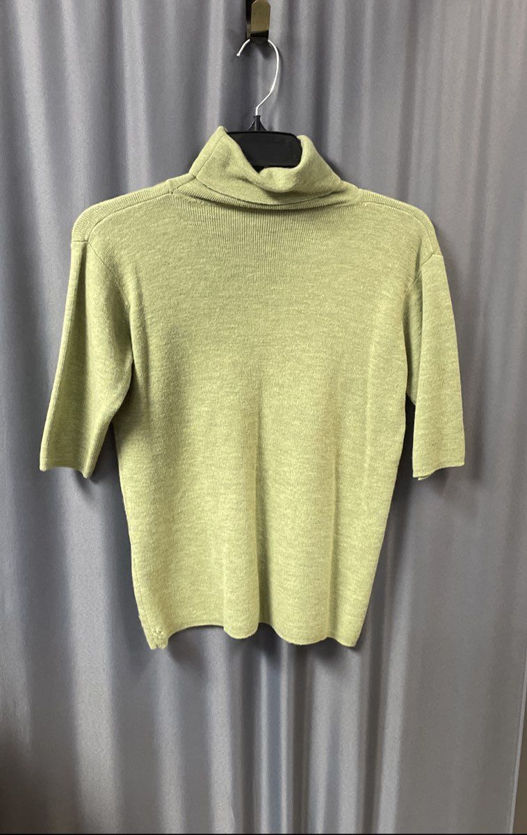 Eileen Fisher Women's Green Turtleneck Short Sleeve Knit Pullover Top Size XS
