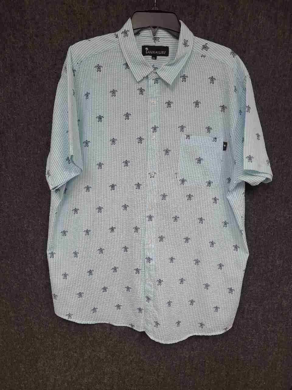 Lanikai Surf Men's Button Down Seersucker Turtle Print Shirt Sz XXL