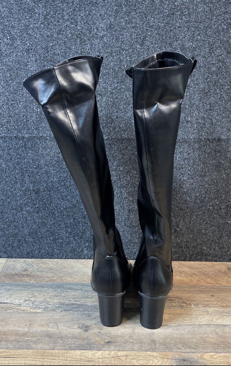 DexFlex Comfort Black Tall Knee High Block Heel Boots Women's Size 10W