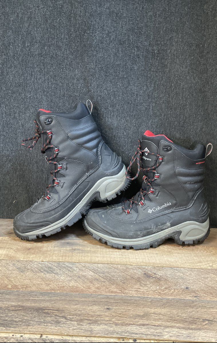 Columbia Bugaboot III Black Red Waterproof Winter Snow Boots Men's Size 9