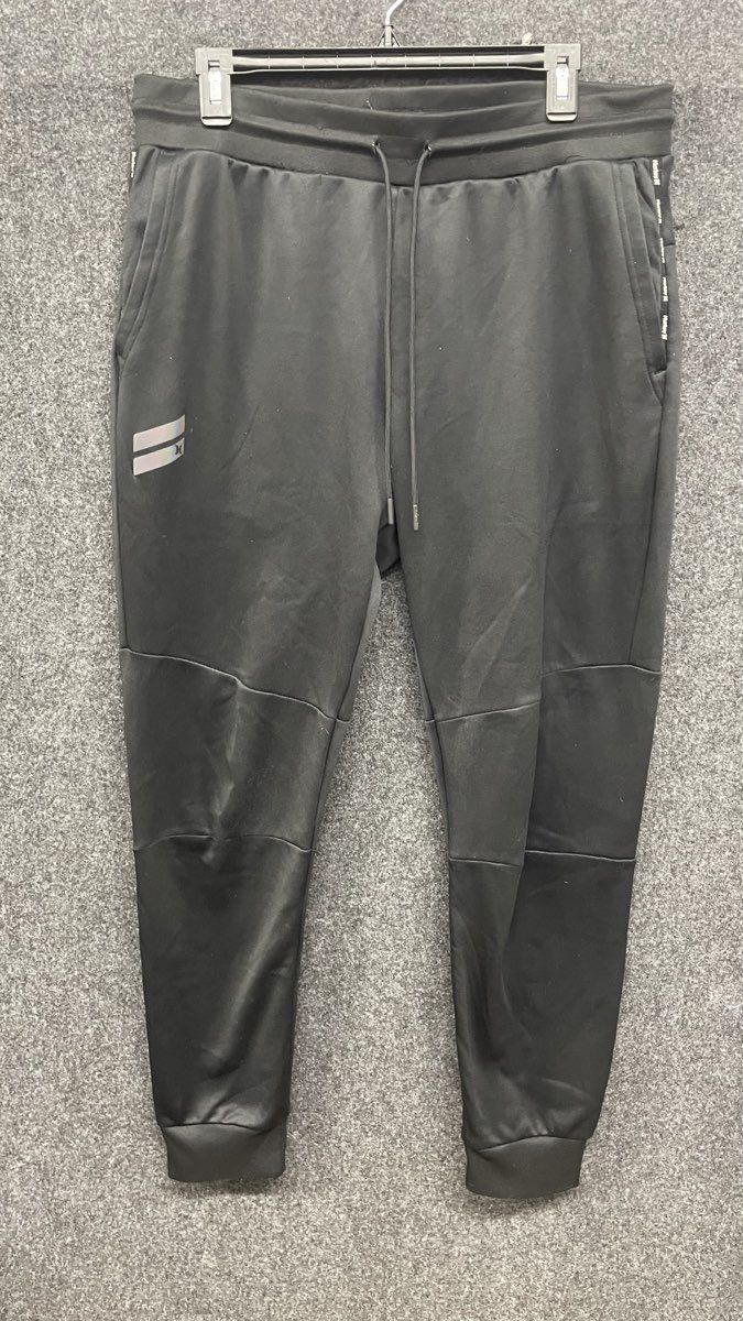 Hurley Men's Black Fleece Jogger Sweatpants Logo Drawstring Sz L