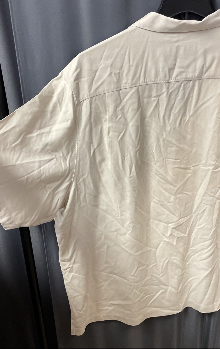 Tommy Bahama Men's Cream Short Sleeve 100% Silk Chevron Texture Camp Shirt XXL