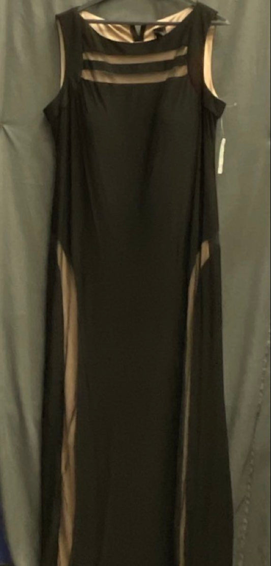 NW Woman Women's Black Nude Illusion Sheath Maxi Dress Sz 22W NWT