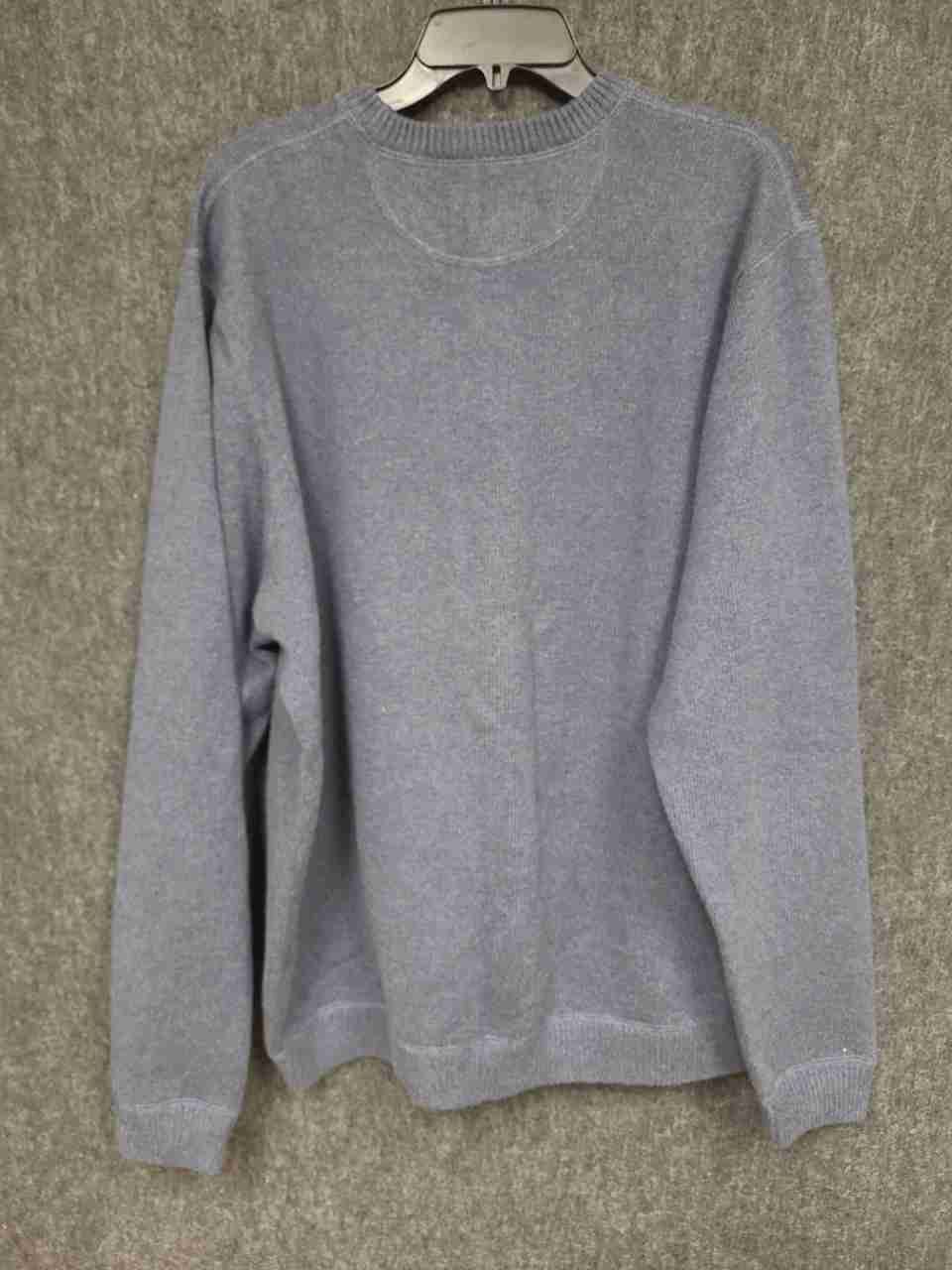 Eddie Bauer Men's Blue Crewneck Cotton Knit V-Stitch Sweater Tall Sz XL
