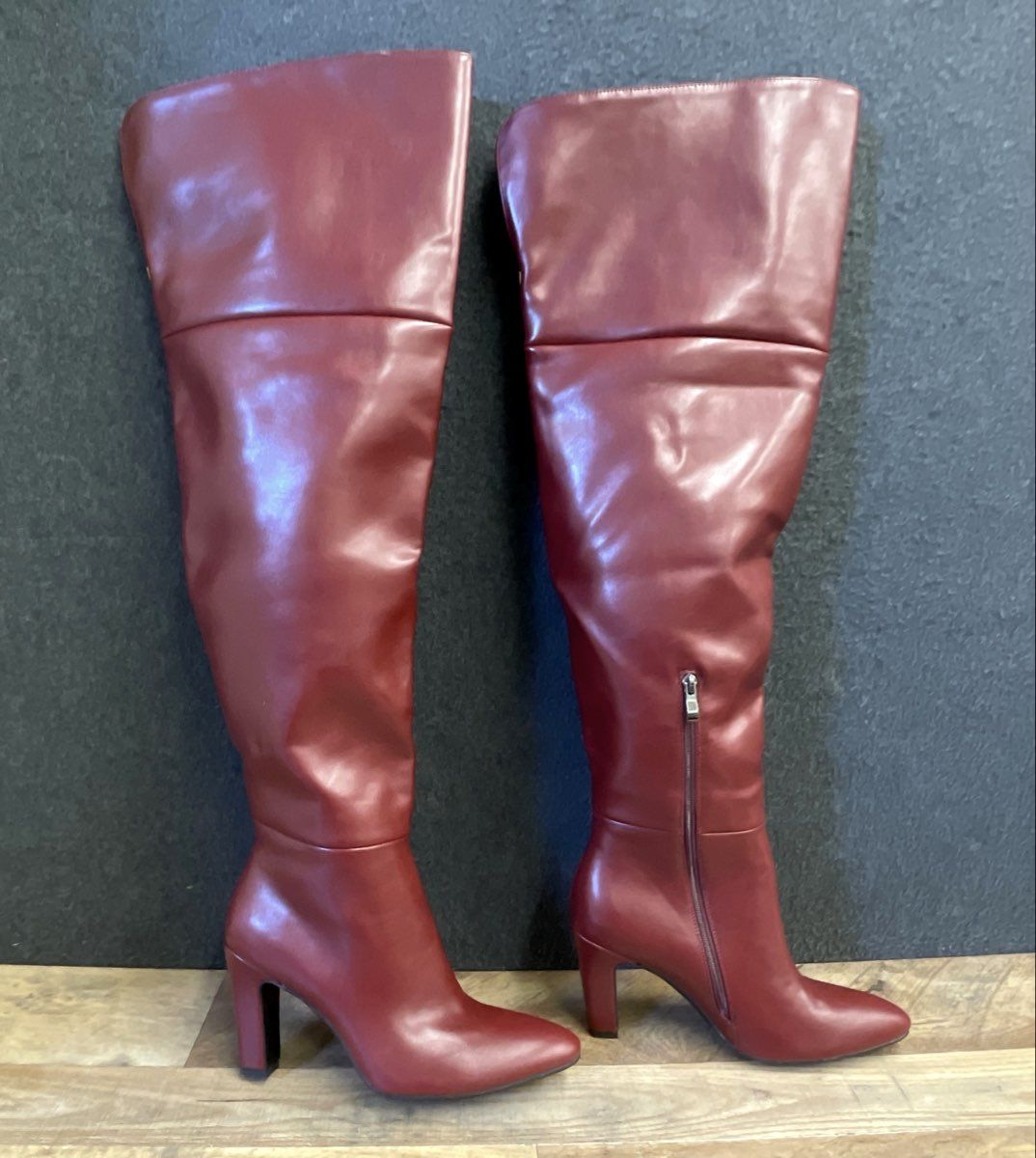 Wetkiss Red Pointed Toe Over the Knee OTK Fashion Boots Women's Size 10