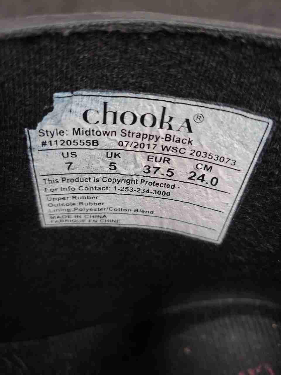 Chooka Midtown Strappy Black Waterproof Ankle Rain Boots Women's Size 7