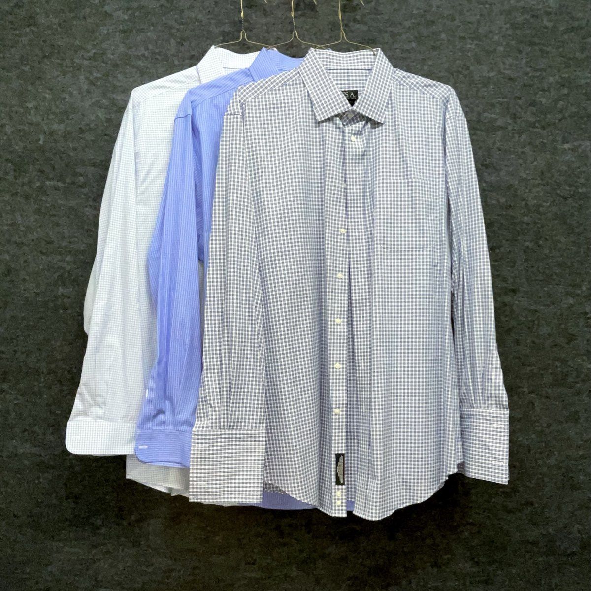 Jos. A. Bank Men's Tailored Fit Dress Shirt Lot of 3 Blue Checks 17.5 36