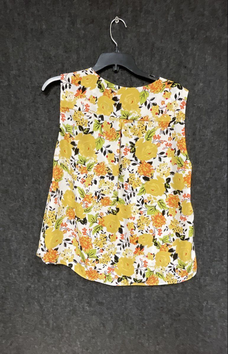Black Label by Evan-Picone Women's Yellow Floral Sleeveless Blouse Size L