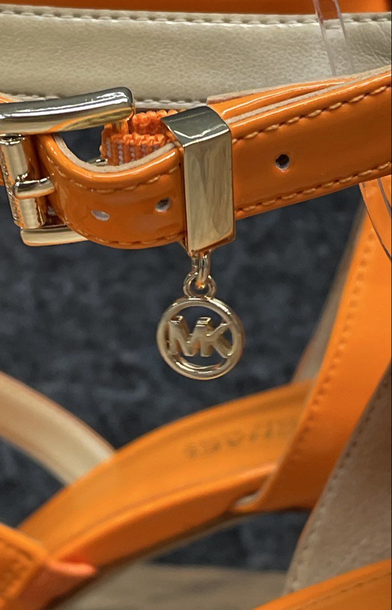 Michael Kors Orange Patent Strappy Stiletto Sandals Heels Size 7M